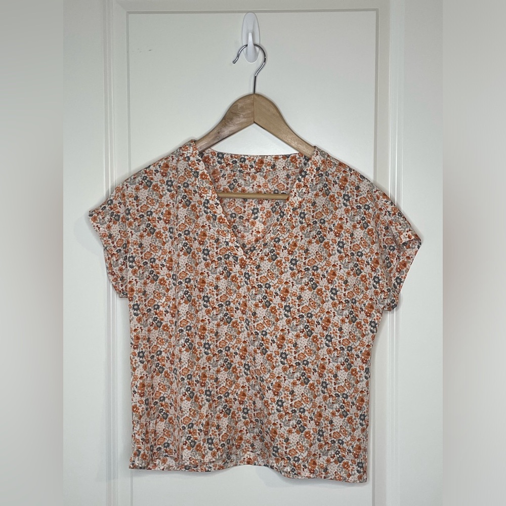 Bohemian ditsy floral shirt, multi-pink